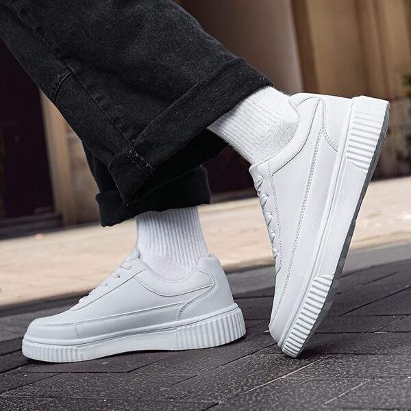 Men’s Black Lace-Up Sneakers – Casual Street Style, Non-Slip Traction - Image 5