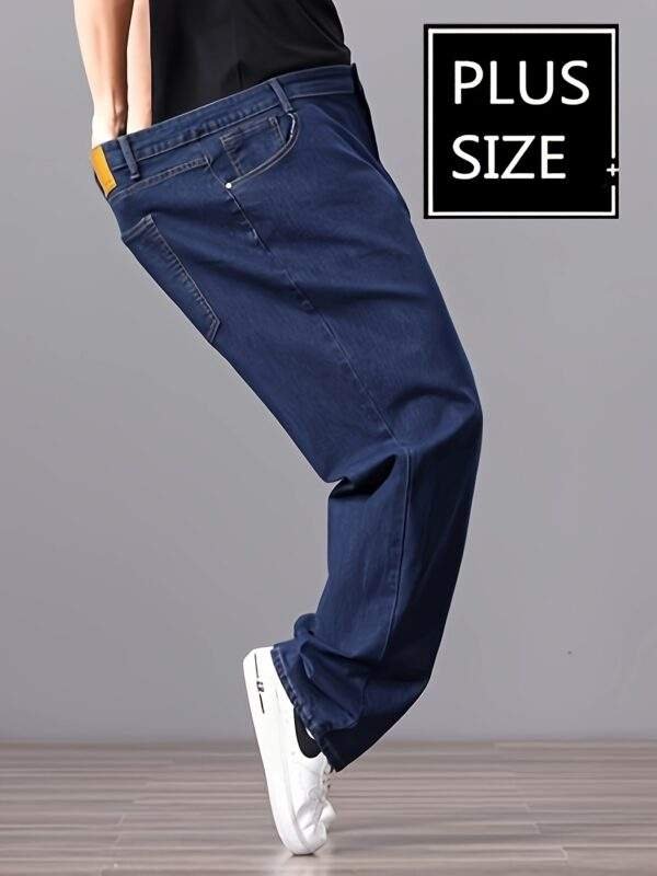 Men’s High-Waist Stretch Denim Jeans – Loose Straight-Leg, Durable & Versatile, Plus Size, Long Pants - Image 6