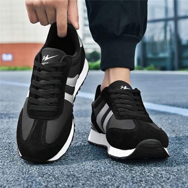 AOPLUS Men's Fashion Running Sneakers - Black & White Casual Sneakers with Rubber Sole, Lace-Up Low-Top Design for Casual Attire, Training & Outdoor Activities, Running Shoes - Image 8