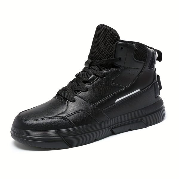 High-Top Casual Sneakers in Black & White - Breathable Fabric, Non-Slip EVA Sole, Lace-Up, Versatile for All Seasons, Sizes 5-14 - Image 3