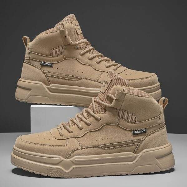 Men'S Trendy Solid Color Spliced Casual Couple Sneakers with Front Laces, Lightweight And Versatile Comfortable Mid-Top Outdoor Fashion Sports Shoes. - Image 7