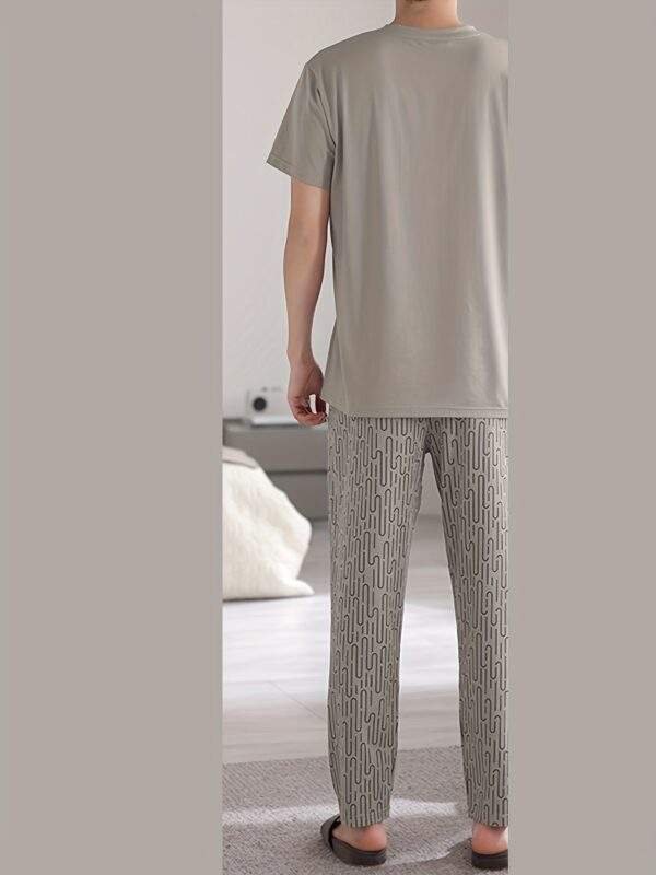 Men'S Lightweight Three-Piece Loungewear Set for Spring And Summer, Featuring Short Sleeves And Long Pants Or Shorts. - Image 4