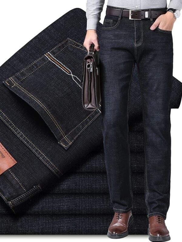 Plus Size Men's Premium Denim Jeans – Stretch Comfort Fit, Durable Cotton Blend with Embroidery, Machine Washable, Business Casual & Stylish, PLUS SIZE - Image 5