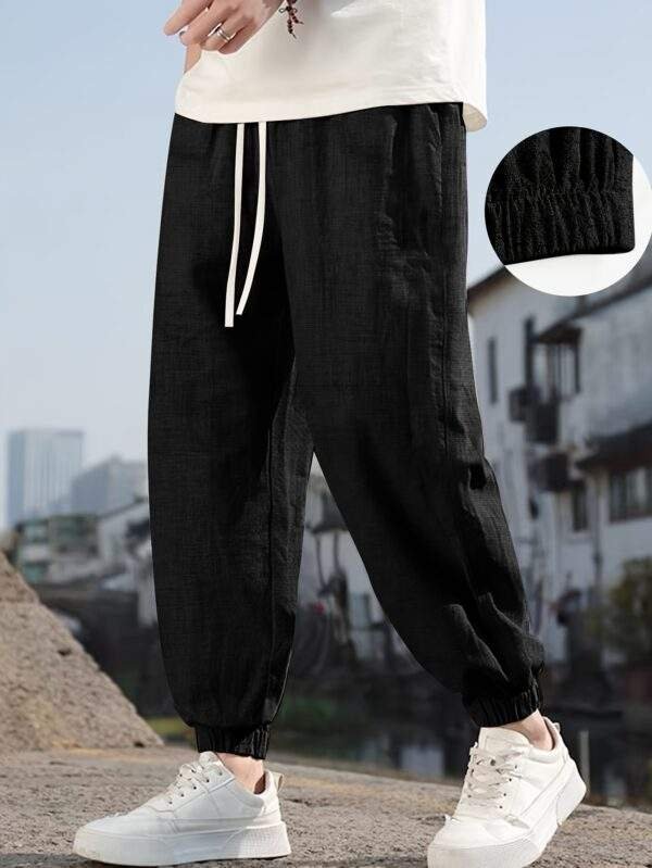 Men’s Casual Linen Joggers – Breathable, Comfortable Fit with Pockets, All-Season Wear - Image 3