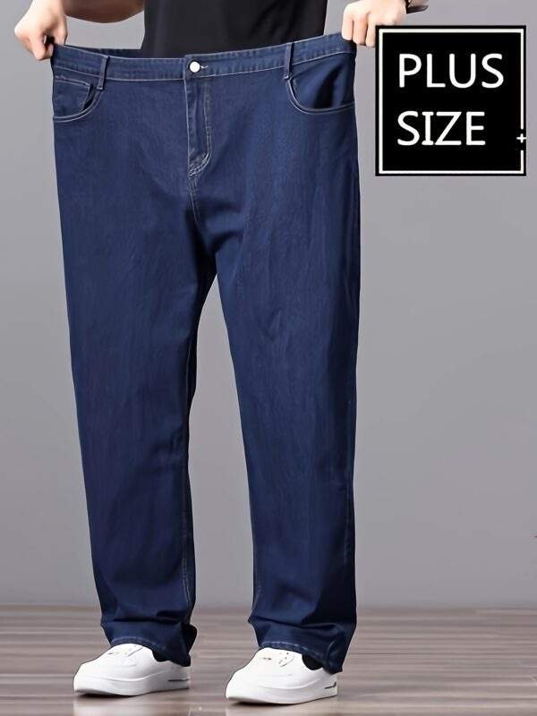 Men’s High-Waist Stretch Denim Jeans – Loose Straight-Leg, Durable & Versatile, Plus Size, Long Pants - Image 3
