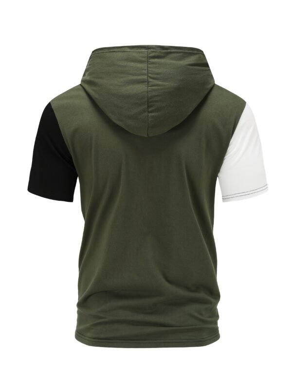 Men’s Spring/Summer Casual Sports Hoodie & Shorts Set – Short Sleeve, Three-Color Contrast, Outdoor Activewear - Image 10