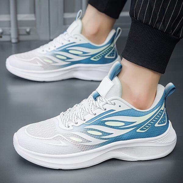 Plus Size Men's Trendy Woven Knit Breathable Running Shoes - Image 4