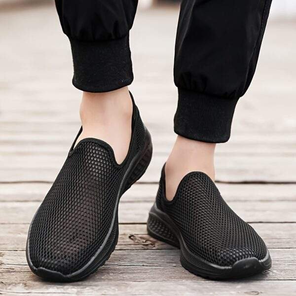 Men’s Breathable Knit Slip-On Sneakers – Lightweight Dark Green Casual Shoes - Image 5