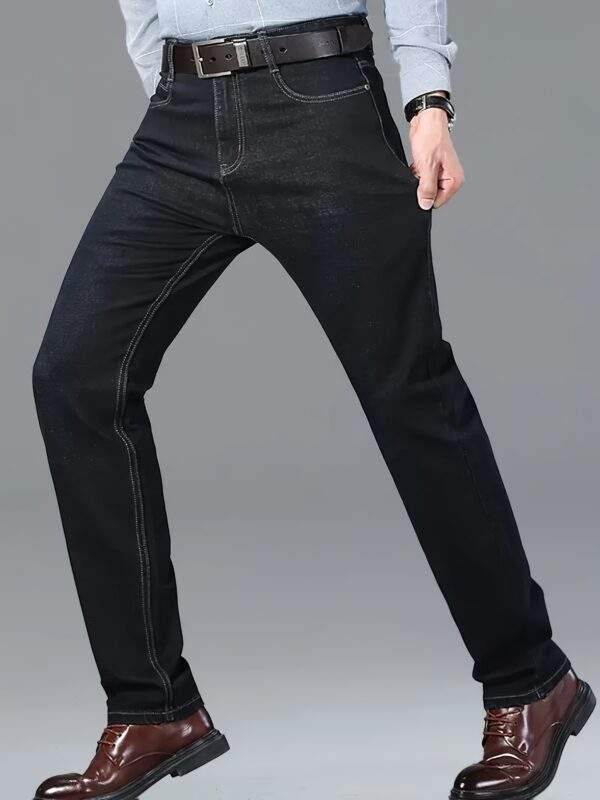 Plus Size Men’s Jeans – Elastic Straight Leg with Unique Printed Pockets, Comfortable All-Season Casual & Business Style Pants - Image 9