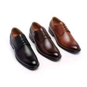 Men’s Classic Oxford Shoes – Solid Color, Pointed Toe, Business Casual Footwear