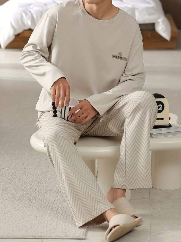 YIZILIAN Men's Premium Cotton Pajama Set - Long Sleeve & Pants with Pockets, Casual Fashion Loungewear for Spring/Fall