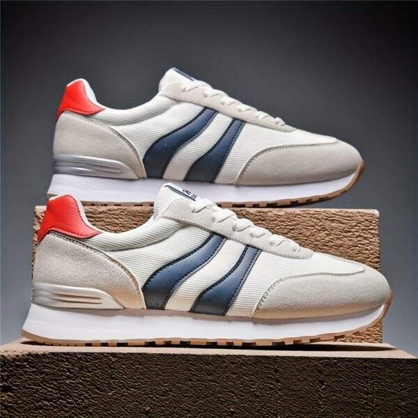 AOPLUS Men's Breathable Casual Sneakers - Lightweight Running Shoes with Cushioned Insole, Durable Rubber Sole, and Stylish Color Block Design for Sports and Casual Attire