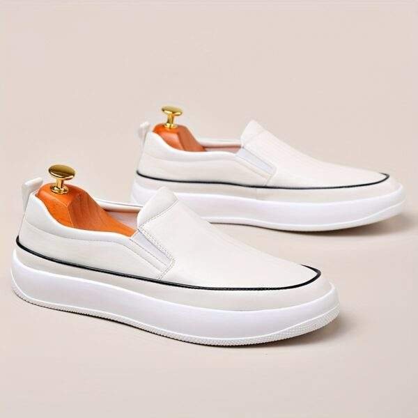 Men’s Plus Size Slip-On Loafers – Soft White Non-Slip Casual Shoes - Image 7