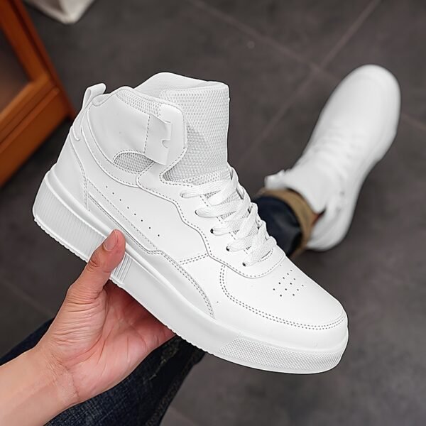 Men'S High-Top Casual Sneakers - Black & White Two-Tone Design, Lace-Up, Comfortable EVA Sole, All-Season Versatile Footwear for Everyday and Outdoor Activities - Image 9