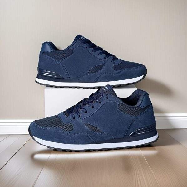 Men'S Stylish Low-Top Sneakers - Breathable Mesh, Lace-Up Running Shoes with Stylish Gray and Navy Design, Perfect for Casual and Street Wear, Casual Street Shoes|Minimalist Style|Breathable Upper, Sneakers - Image 11