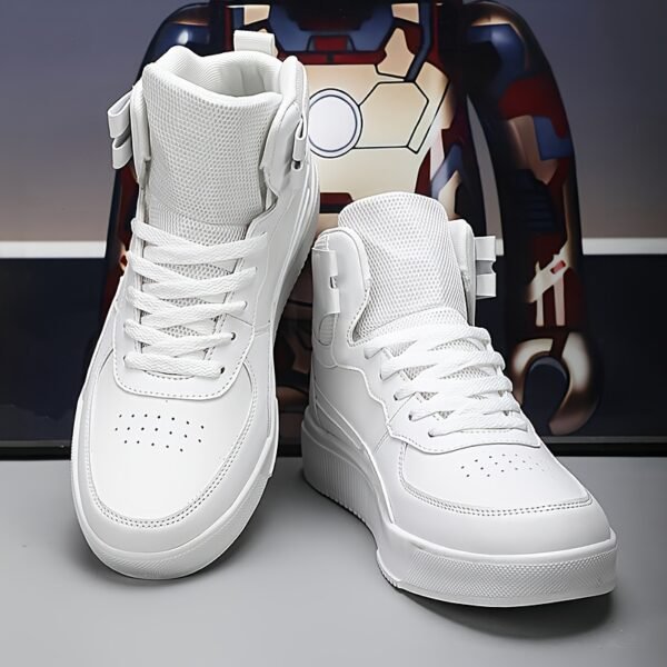Men'S High-Top Casual Sneakers, Thick Sole Comfortable Lace-Up Shoes, All-Season Fabric Sneakers with EVA Insole, Round Toe Design, and Tread for Outdoor Activities - Image 7