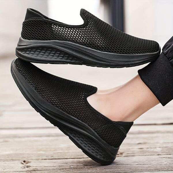Men’s Breathable Knit Slip-On Sneakers – Lightweight Dark Green Casual Shoes - Image 9