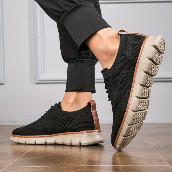 Plus Size Men’s Breathable Woven Knit Sneakers – Durable Non-Slip Lace-Up Shoes - Image 8