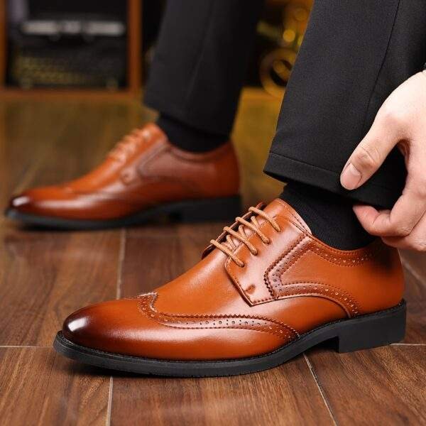 Plus Size Men’s Classic Wing-Tip Derby Shoes – Comfy Non-Slip Dress Shoes - Image 3