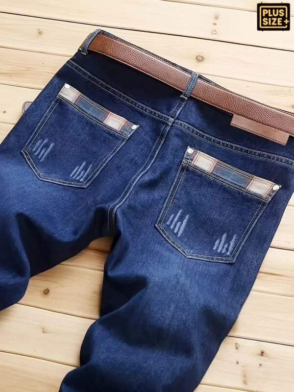 Plus Size Men’s Jeans – Elastic Straight Leg with Unique Printed Pockets, Comfortable All-Season Casual & Business Style Pants - Image 10