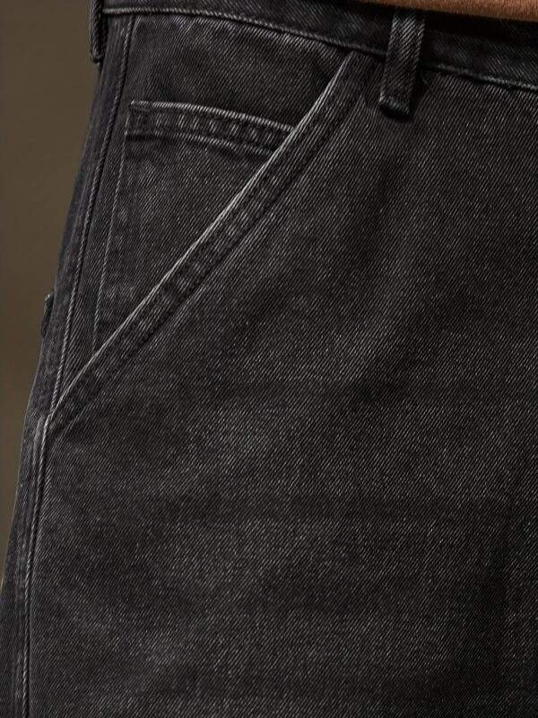 Men’s High-Waisted Black Jeans – Loose Fit Washed Denim for Casual All-Season Wear - Image 4