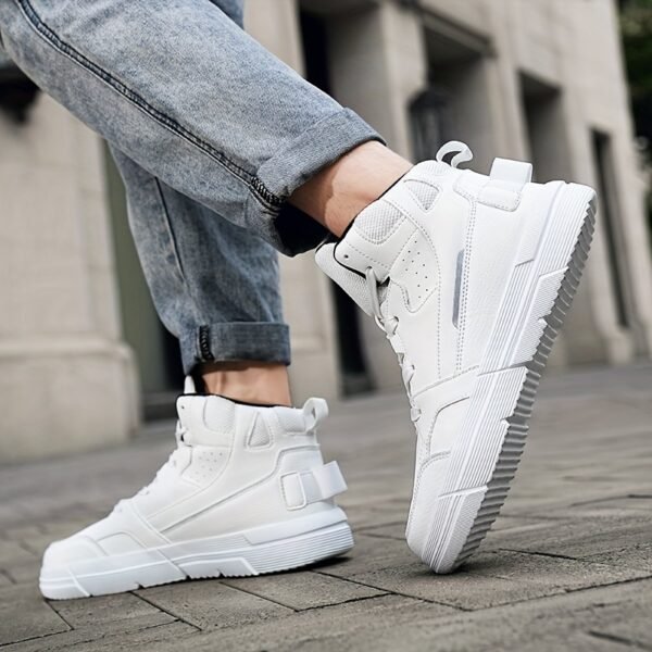 High-Top Casual Sneakers in Black & White - Breathable Fabric, Non-Slip EVA Sole, Lace-Up, Versatile for All Seasons, Sizes 5-14 - Image 6