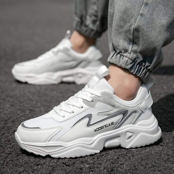 Men's Lightweight Casual Letter Print Trend Design Front Strap Sneakers - Low-Top EVA Sole, PU & Fabric Upper, Breathable & Durable for Running, Hiking, Outdoor & Daily Wear - Image 5