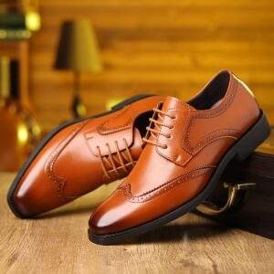 Plus Size Men’s Classic Wing-Tip Derby Shoes – Comfy Non-Slip Dress Shoes