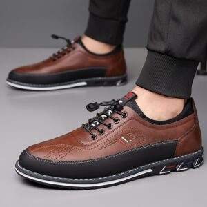 1981 Men’s Brown & Black Slip-On Loafers – Casual Non-Slip Office Shoes