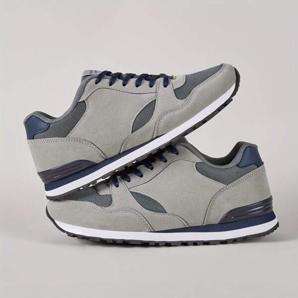 Men'S Stylish Low-Top Sneakers - Breathable Mesh, Lace-Up Running Shoes with Stylish Gray and Navy Design, Perfect for Casual and Street Wear, Casual Street Shoes|Minimalist Style|Breathable Upper, Sneakers - Image 2