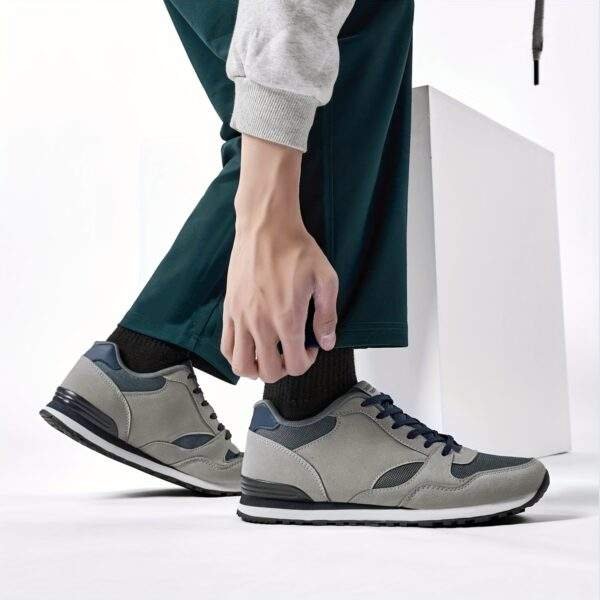 Men'S Stylish Low-Top Sneakers - Breathable Mesh, Lace-Up Running Shoes with Stylish Gray and Navy Design, Perfect for Casual and Street Wear, Casual Street Shoes|Minimalist Style|Breathable Upper, Sneakers - Image 9