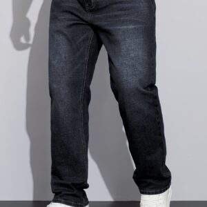 Men’s Plus Size Loose Fit Stretch Cotton Denim Pants – Lightweight Business Casual Jeans for All Seasons