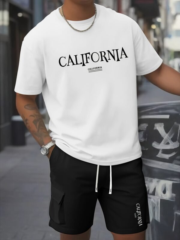 2pcs Men’s Set: Comfortable Pure Cotton Round Neck T-Shirt & Casual Work Shorts, Lightweight Summer Wear - Image 5