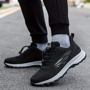 Men’s Breathable Running Shoes – Lightweight Low-Top Lace-Up with MD Sole