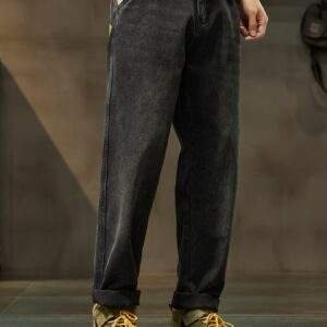 Men's High-Waist Loose Fit Black Denim Jeans