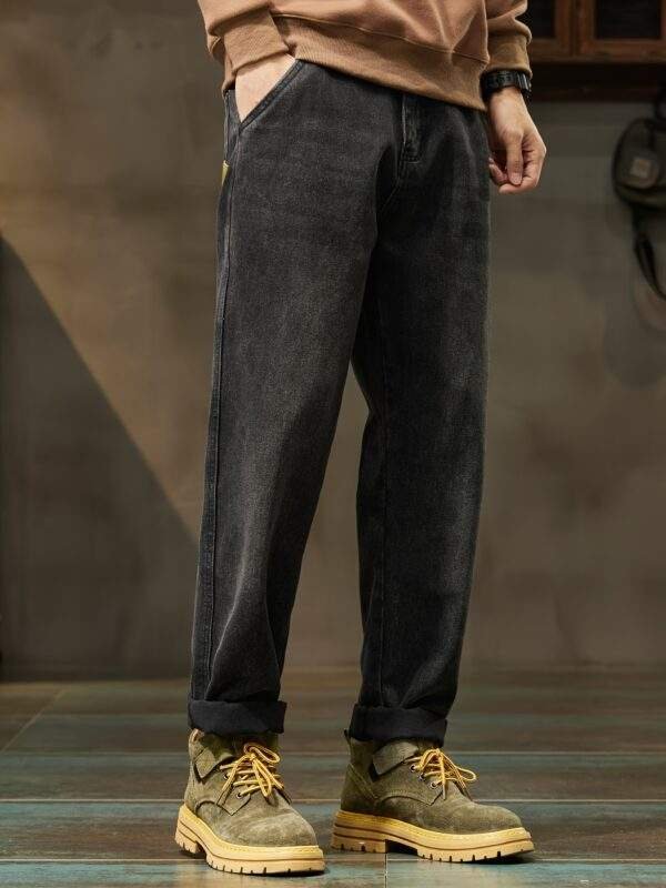 Men's High-Waist Loose Fit Black Denim Jeans