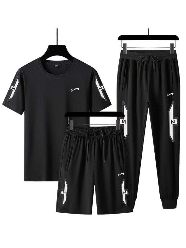 Guiren Bird Men’s Casual Sports Set – Short-Sleeve T-Shirt with Long or Short Pants, Pure Cotton, Summer Comfort, Plus Size