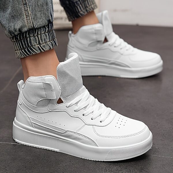 Men'S High-Top Casual Sneakers, Thick Sole Comfortable Lace-Up Shoes, All-Season Fabric Sneakers with EVA Insole, Round Toe Design, and Tread for Outdoor Activities - Image 10