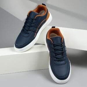Men'S Retro Low-Top Lace-Up Sneakers - Lightweight Casual & Sport Shoes with Synthetic Cover Upper, EVA Sole & Breathable Fabric Lining, Navy Blue & Orange Accents for Daily Wear, Running, Gym, Gym Shoes