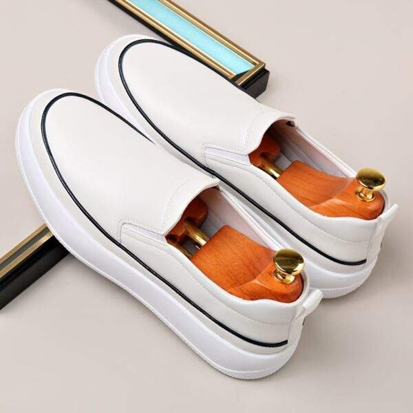 Men’s Plus Size Slip-On Loafers – Soft White Non-Slip Casual Shoes - Image 3
