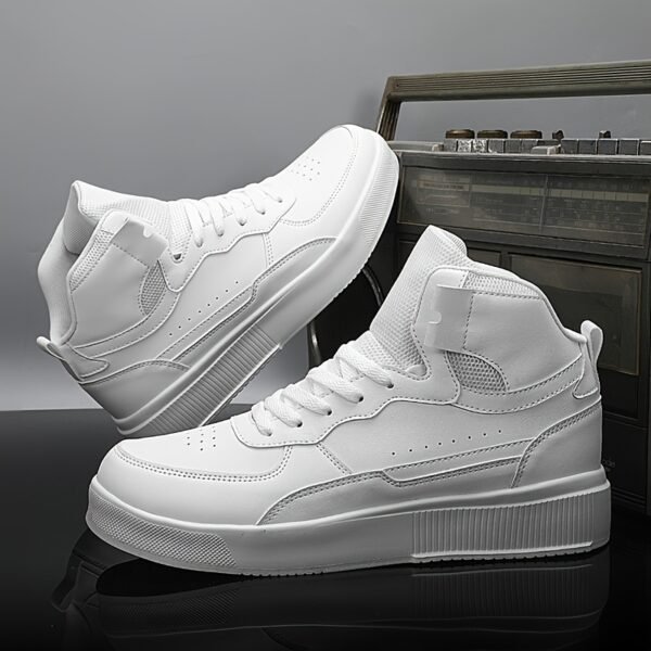 Men'S High-Top Casual Sneakers - Black & White Two-Tone Design, Lace-Up, Comfortable EVA Sole, All-Season Versatile Footwear for Everyday and Outdoor Activities - Image 5