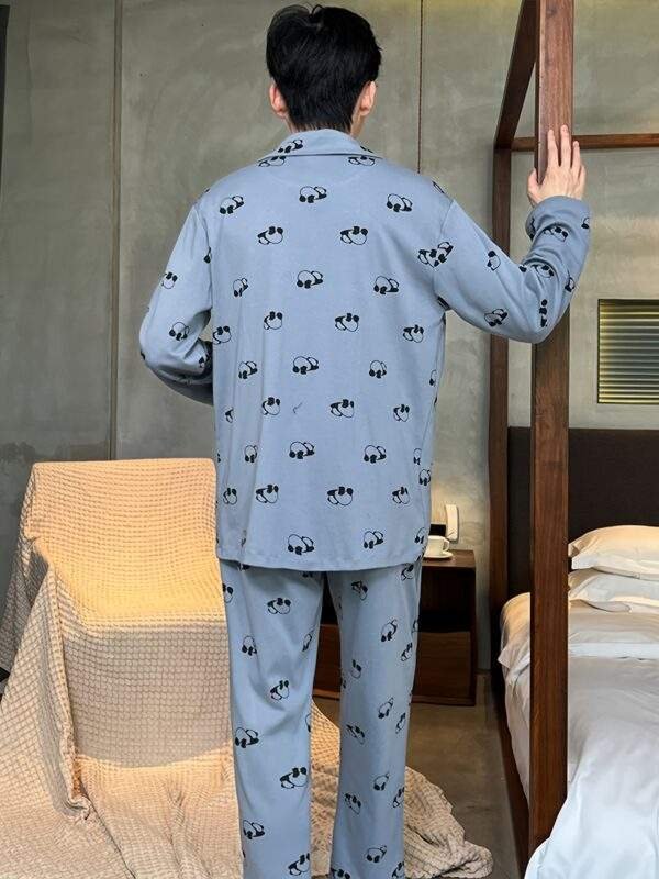 2025 New Men's Pajamas Pure Cotton Long Sleeve Spring and Autumn Models Teenager Winter Summer Boy Cartoon Home Clothes Set - Image 2