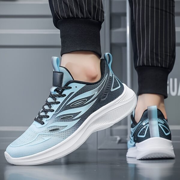 Plus Size Men's Trendy Woven Knit Breathable Running Shoes - Image 2