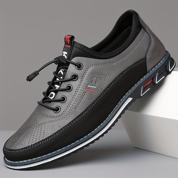 Plus Size Men’s Business Color Block Walking Shoes – Comfy Non-Slip Lace-Up Rubber Sole - Image 5