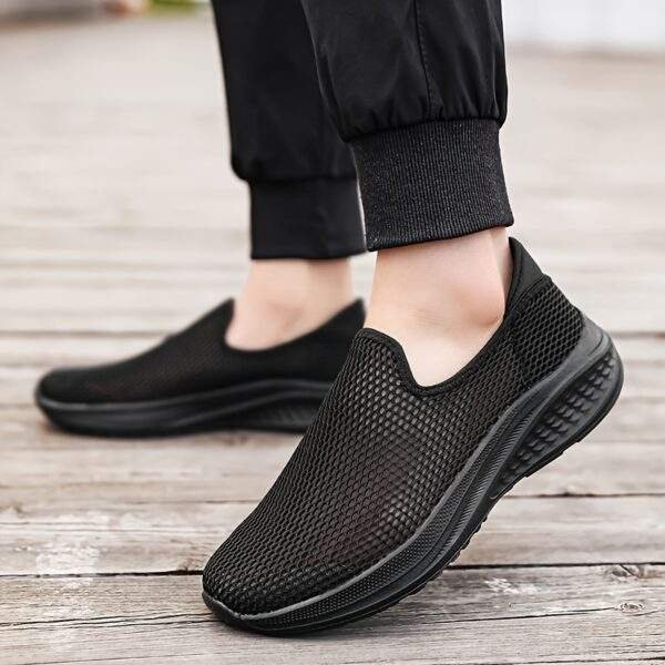 Men’s Breathable Knit Slip-On Sneakers – Lightweight Dark Green Casual Shoes - Image 6