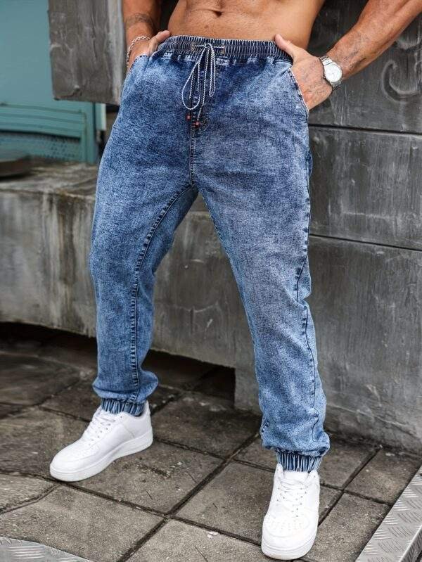 Plus Size Men's Casual Stretch Denim Jeans – Pockets, Machine Washable, All-Season Comfort, Cowboy Style, PLUS SIZE