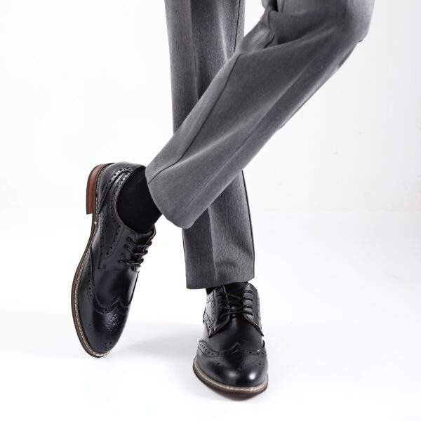Men’s Black Brogue Oxford Shoes – Elegant Lace-Up Dress Footwear - Image 3