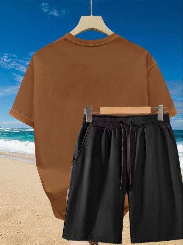2pcs Men'S Summer Casual Outfit: Relaxed Fit Cotton T-Shirt & Drawstring Shorts Set - Floral Graphic Printed - Sporty, Comfortable, Beach-Ready, Summer Shorts, for Daily & Weekend Casual Wea - Image 9
