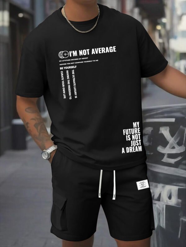 Men’s Casual 2-Piece Set – Cotton Round Neck T-Shirt & Work Pants with Pockets - Image 3