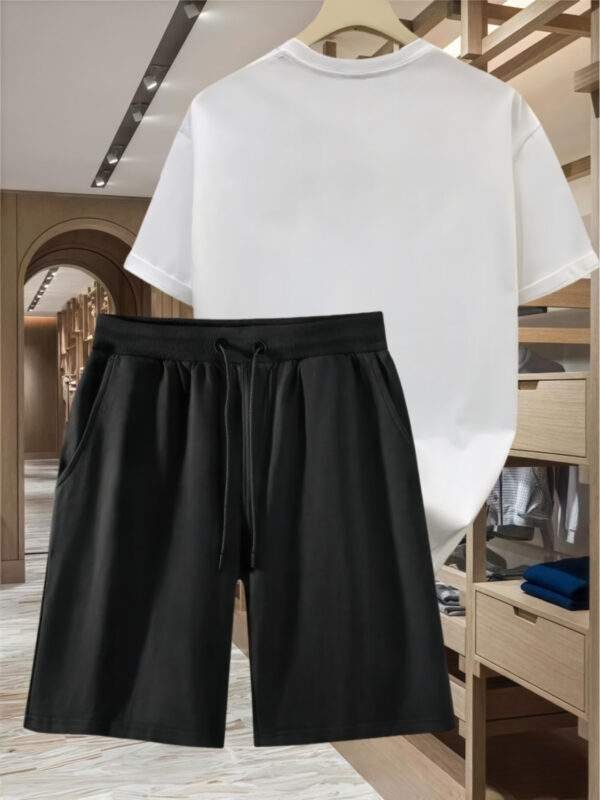 Unisex Two-Piece Casual Sports Set – Loose Fit Digital Print T-Shirt & Drawstring Shorts, Round Neck, Lightweight & Breathable, Ideal for Summer Beach Activities - Image 9